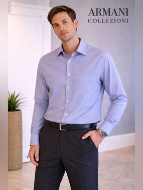 Armani Collezioni Men’s Pale Blue Long-Sleeve Dress Shirt
BB10